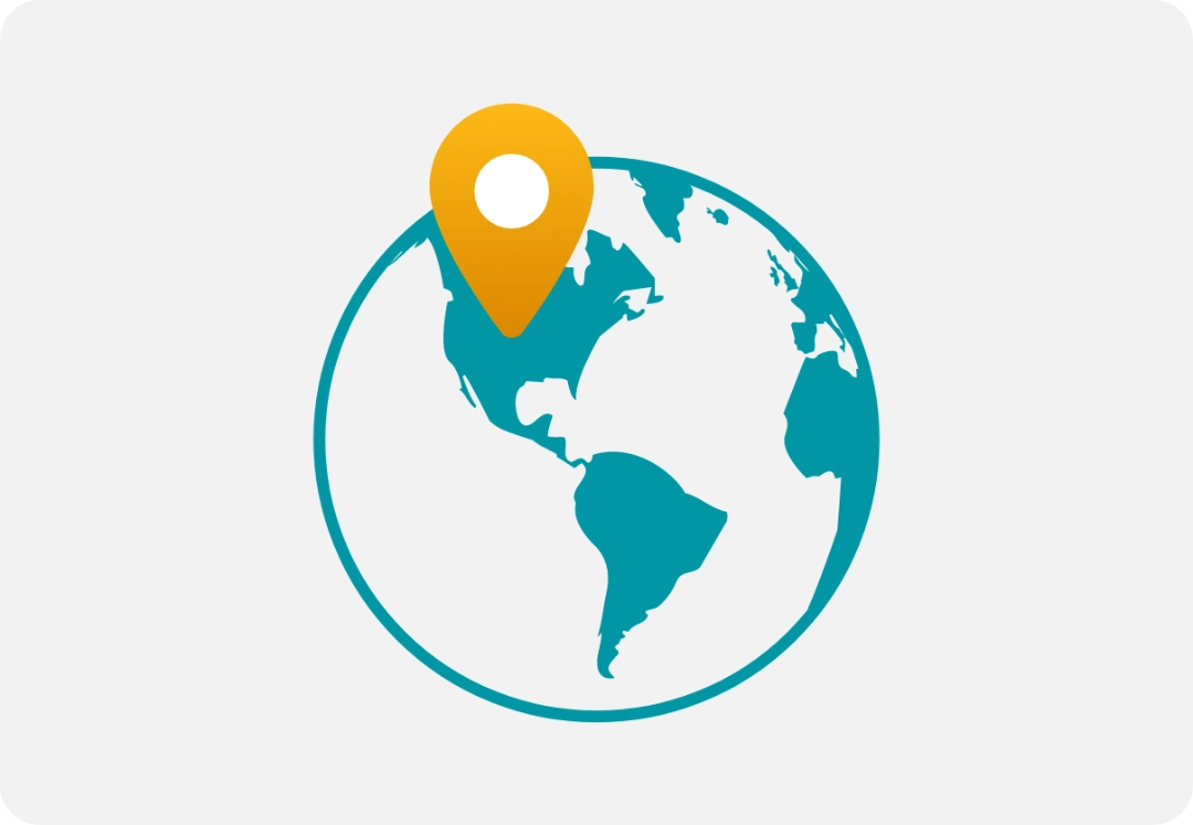 llustration of the world with a pin dropped on the United States.