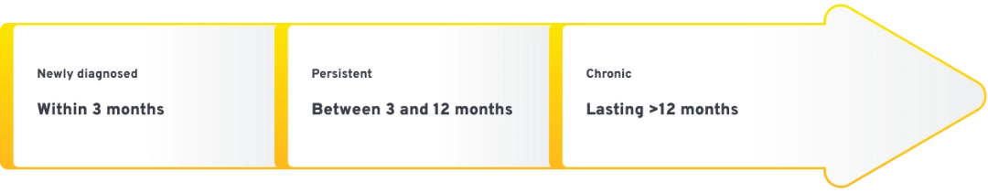 Illustration showing the three distinct disease of ITP phases after diagnosis. 