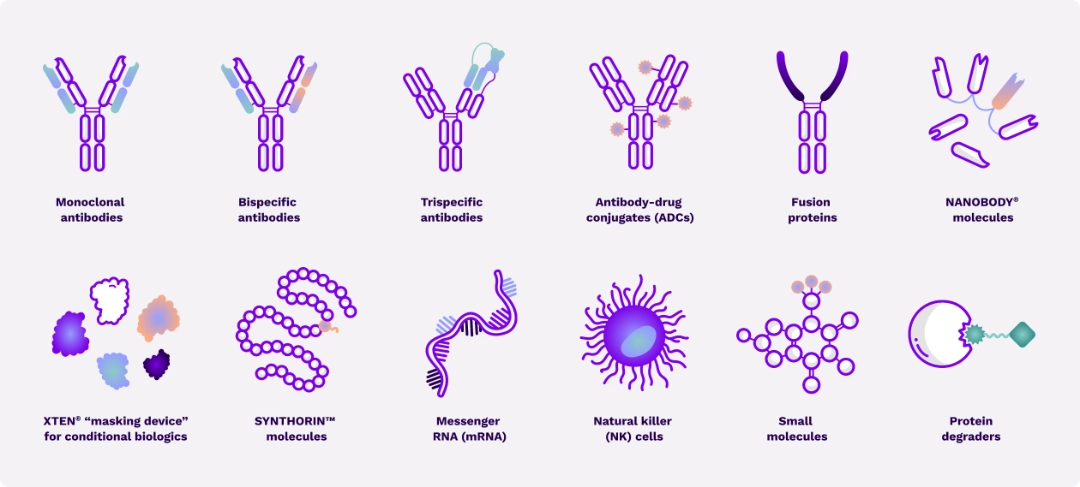 Illustrations representing oncology drug development pipeline.