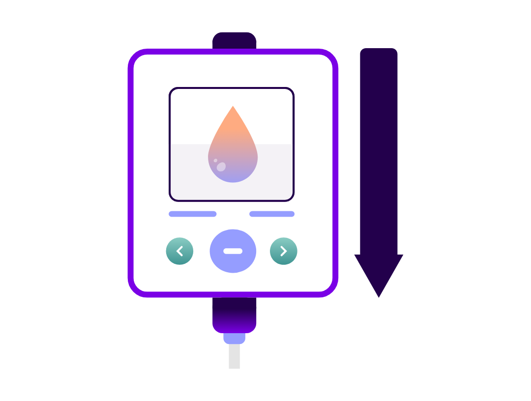 Illustration of a glucose meter and dollar bills with a downward arrow representing lower hypoglycemia-related costs.