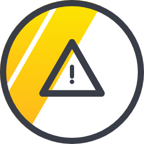 Icon of an exclamation point in a triangle indicating warning. 
