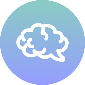 Brain icon representing brain volume loss.