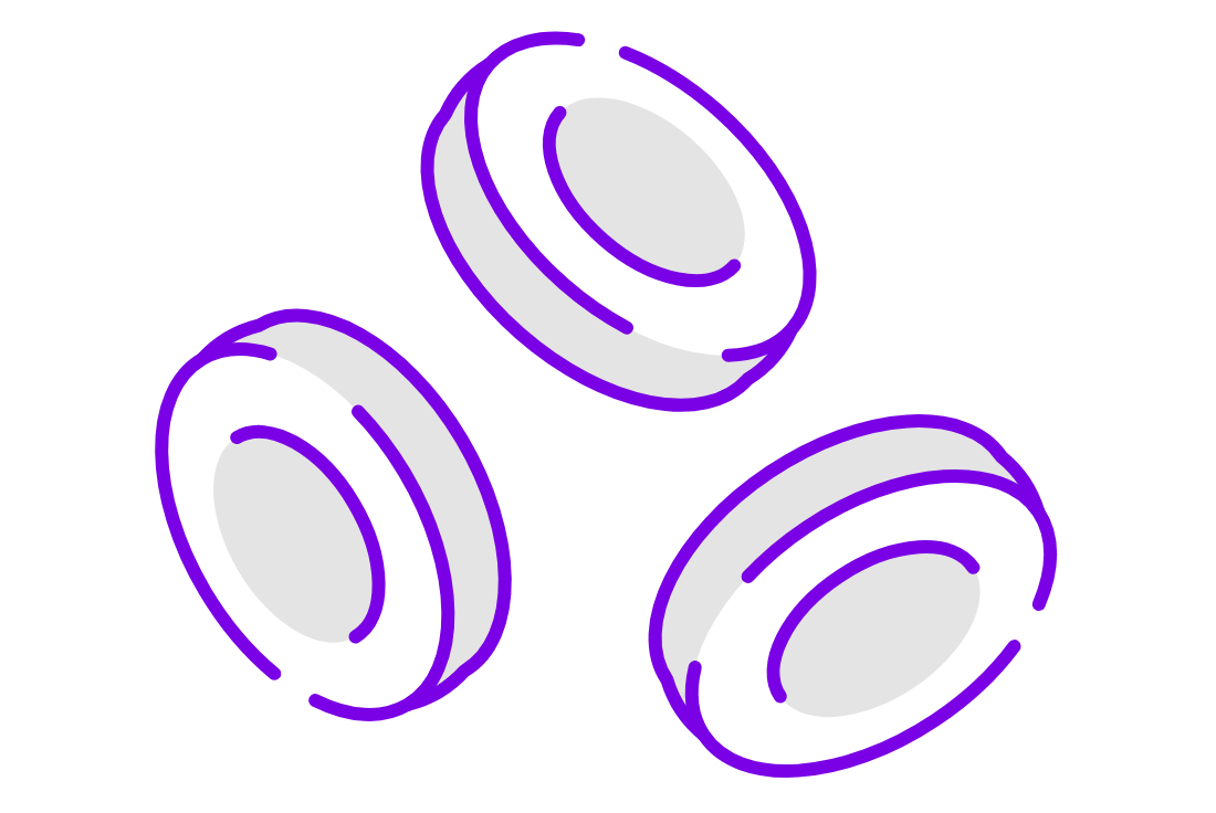 Illustration of three blood cells. 