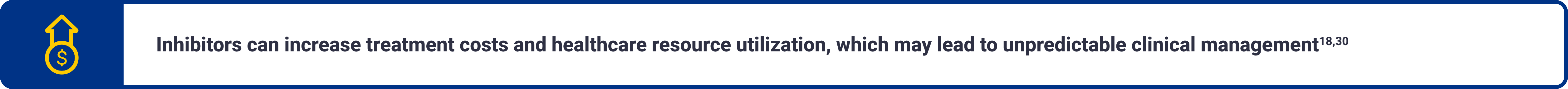 Text callout highlighting: “Inhibitors can increase treatment costs and healthcare resource utilization, which may lead to unpredictable clinical management.”