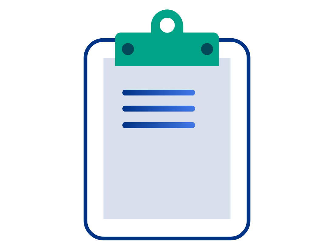 Icon of a clipboard. 