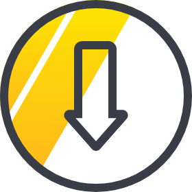 Icon of a downward pointing arrow. 