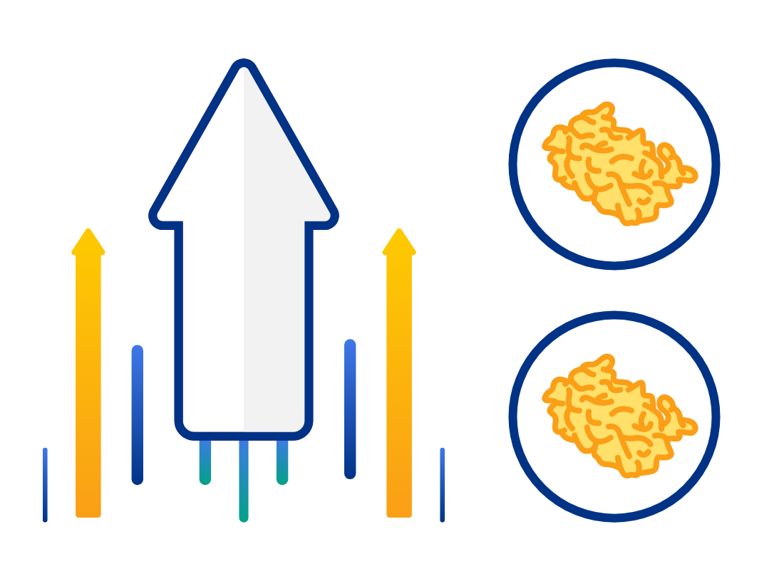 Illustration of a upwards arrow and two circles containing thrombin. 