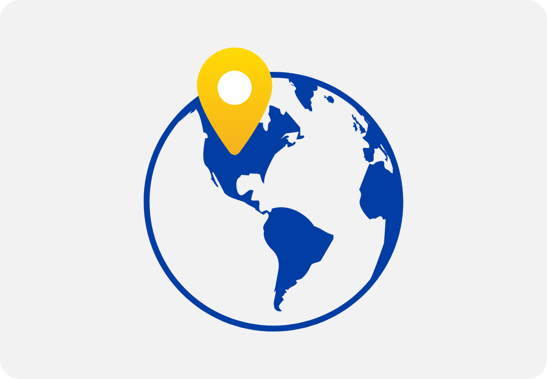 Illustration of the world with a pin dropped on the United States.