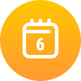 Icon of a calendar with the number 6 on it.
